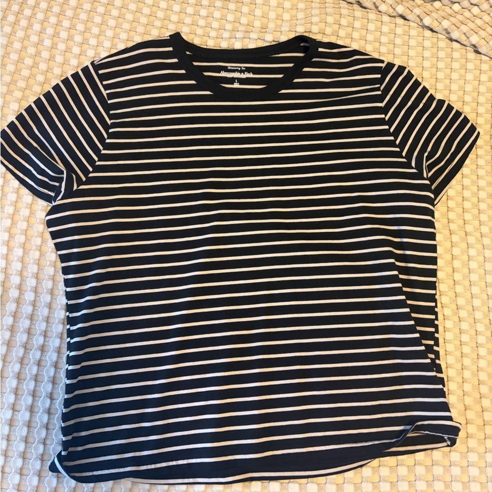 Abercrombie Black & White Striped Crewneck Tee